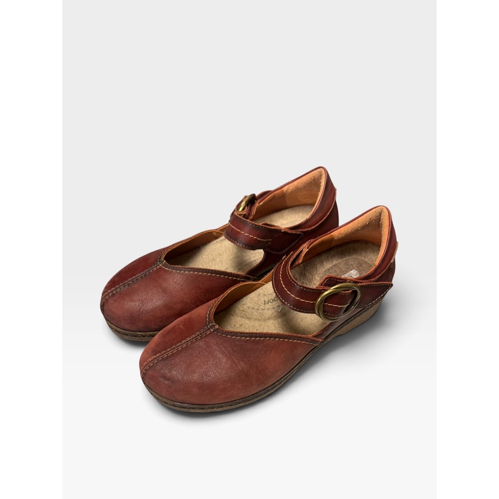 Pikolinos Granada Burgundy Leather Mary Jane Shoes Spain Womens 9 9.5 EU 40